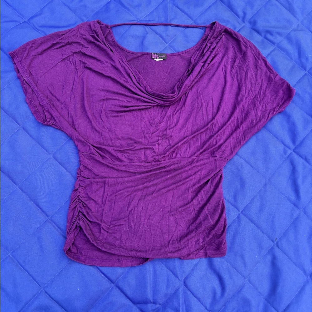 Agenda Rich Purple Short Sleeve Top